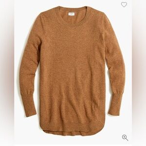 J. Crew Wool Blend Tunic Sweater Crewneck Rounded Hem in Heather Camel Women’s L